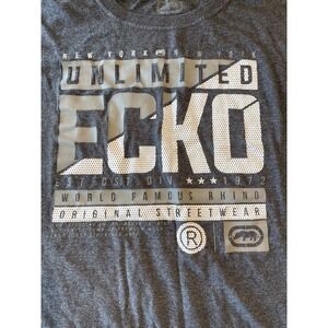 Ecko Unltd T-Shirt Men's‎ Size Large Gray Crew Neck Logo Graphic Print Cotton